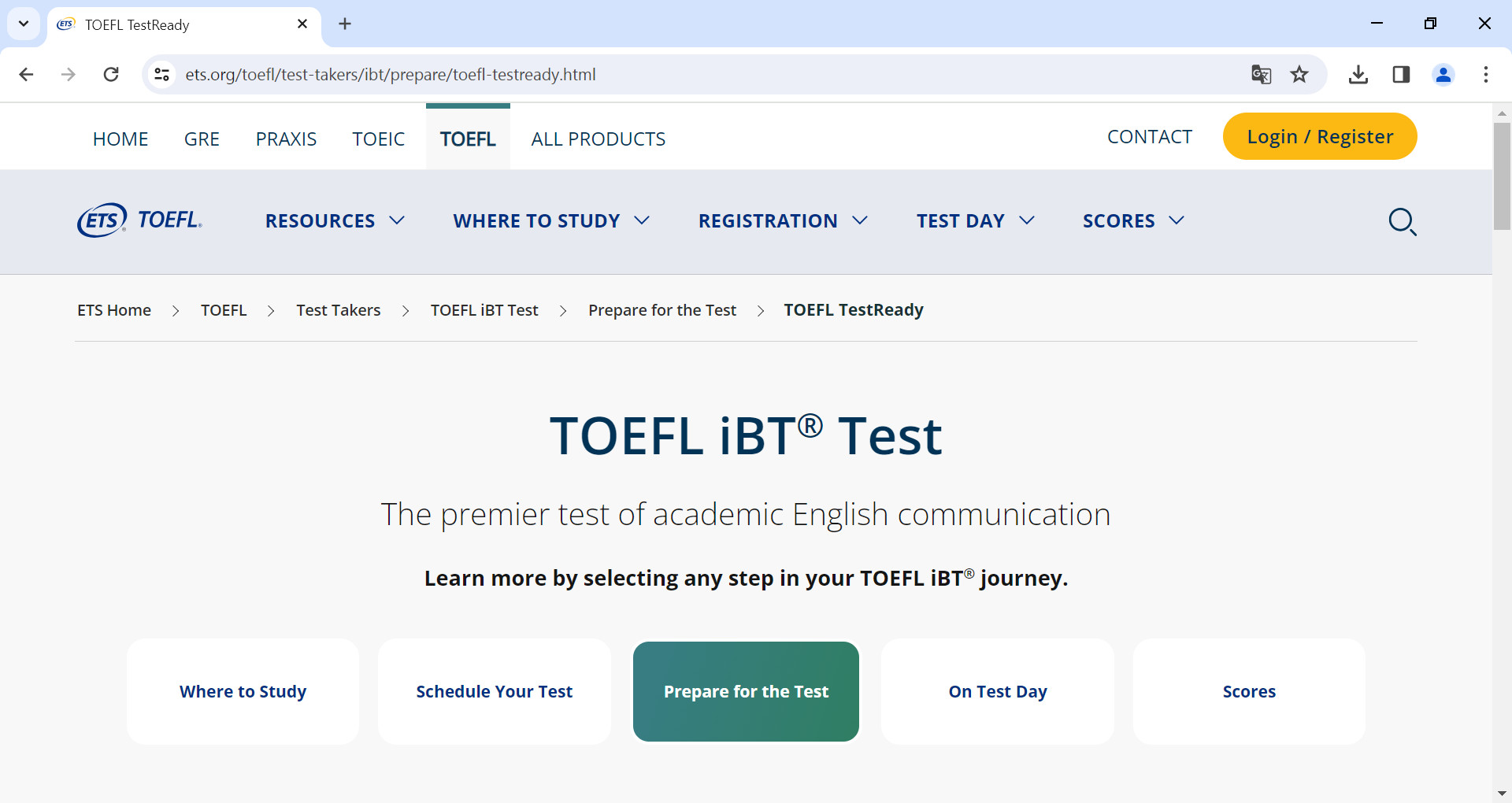 trang web TOEFL iBT Practice