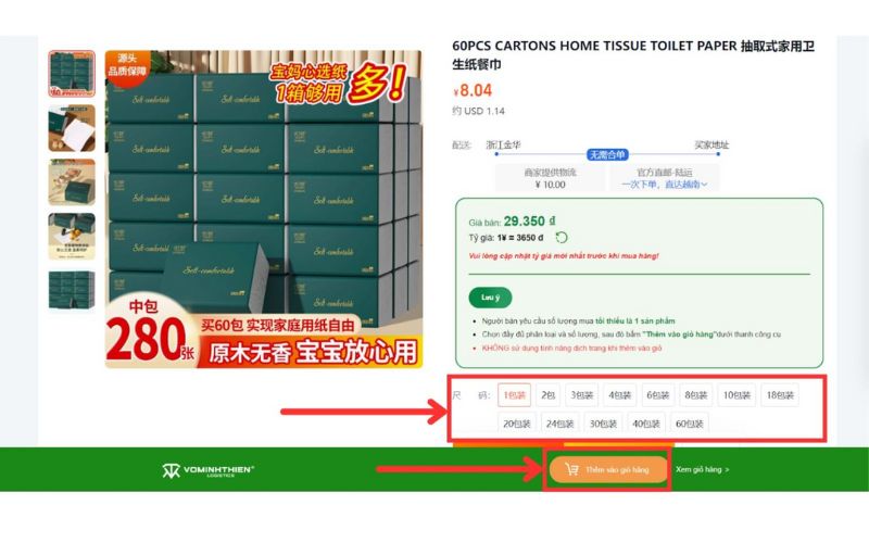 Lựa chọn sản phẩm và thêm vào giỏ hàng