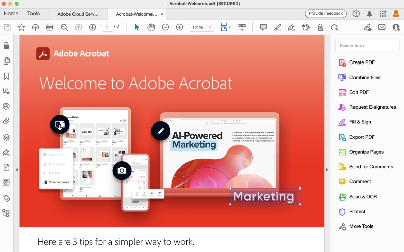 Phần mềm đọc file PDF Adobe Acrobat